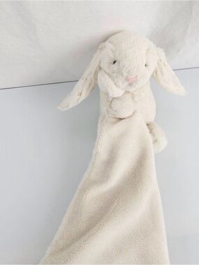 JellyCat Bashful Twinkie Star Ear Bunny Cream White Comfort Blanket Blankie